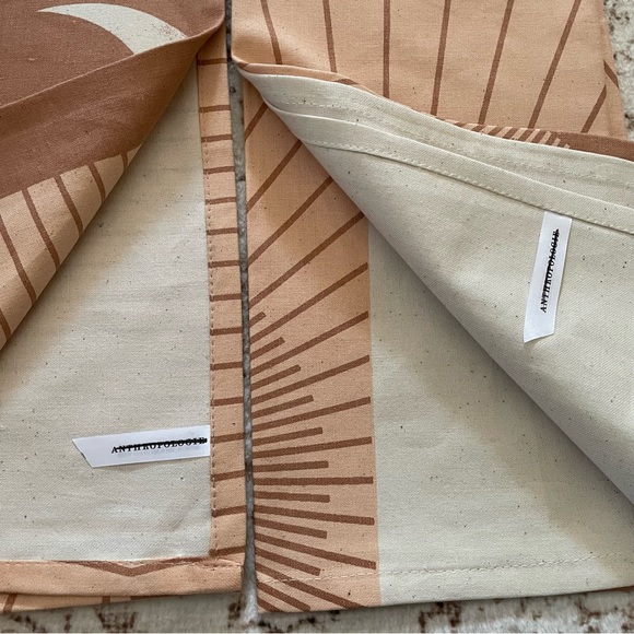 Pair of Anthropologie Diptych kitchen towel sun and moon NEW - Picture 3 of 6